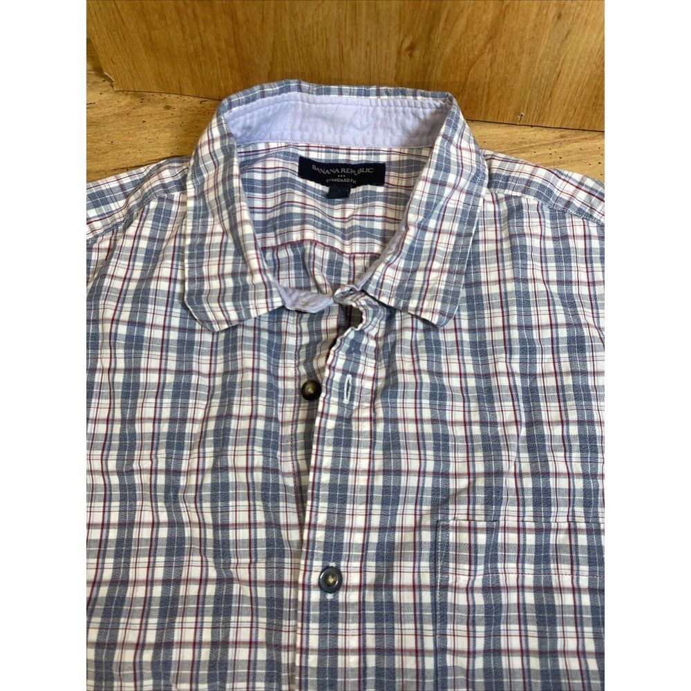 (2) Banana Republic Men's L Large Long Sleeve Plaid Shirts Standard Fit - Picture 2 of 16